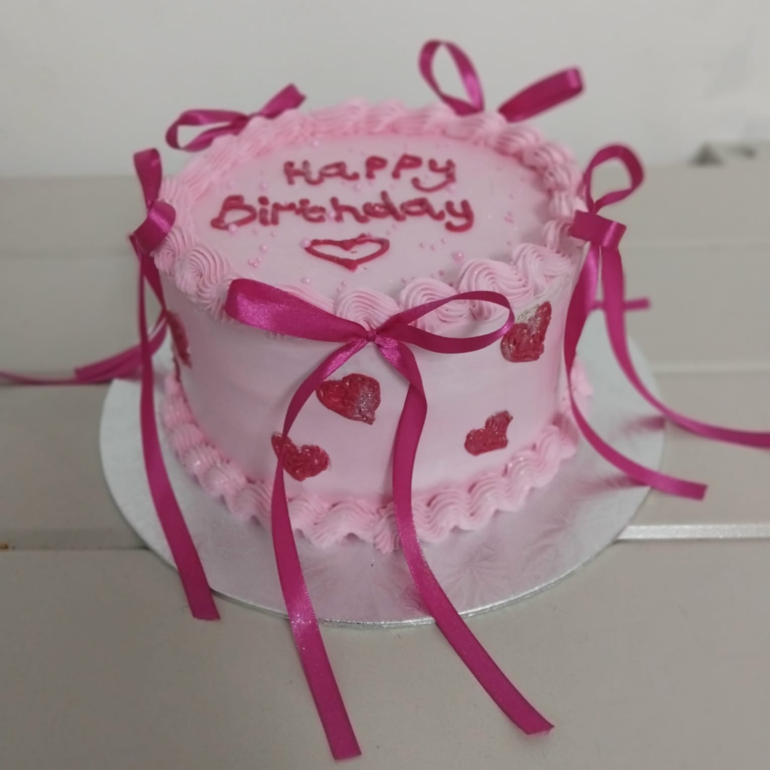 Pink Ribbon Heart Cake — MN-004